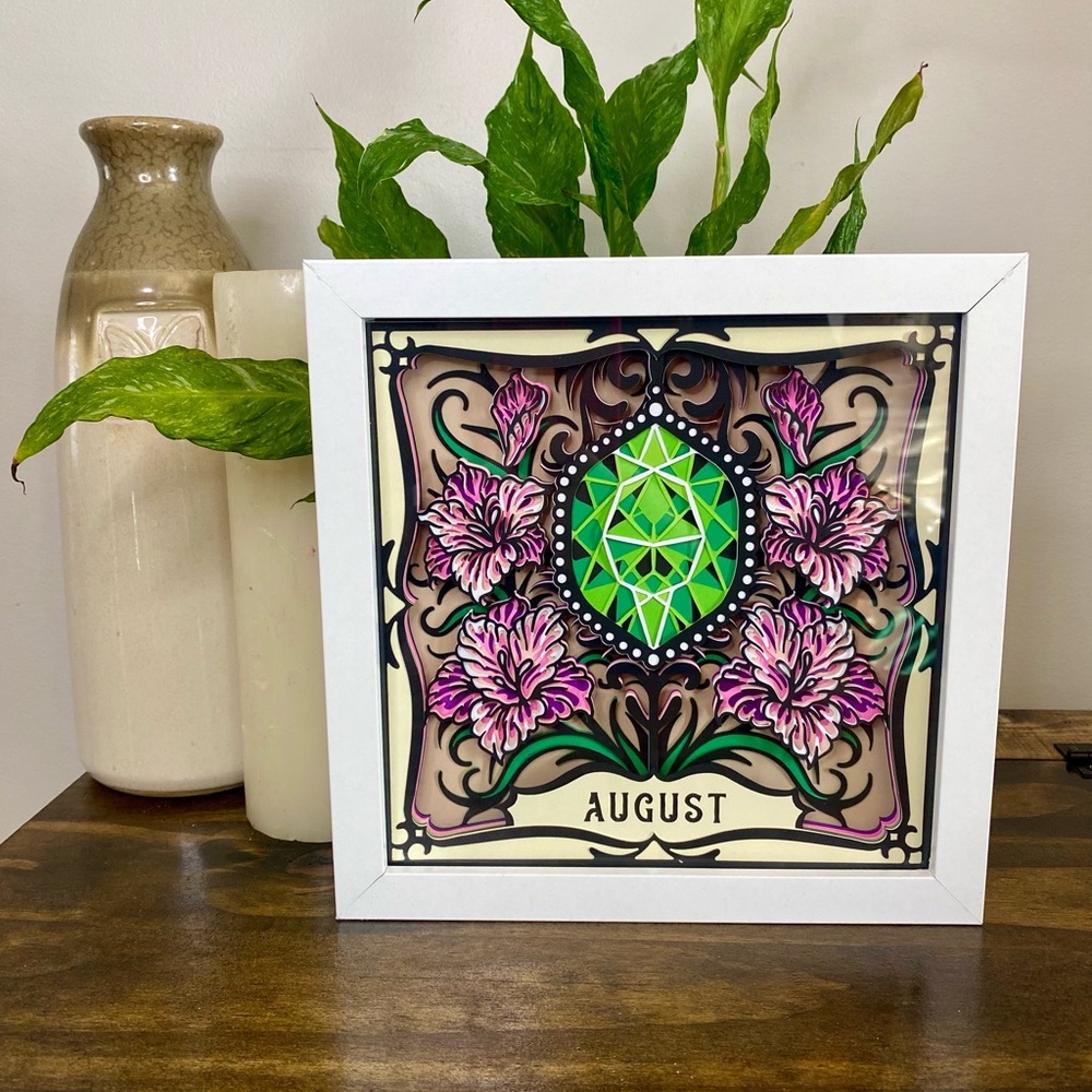 3D August Gemstone Shadowbox